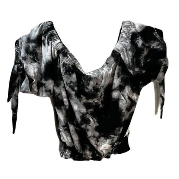 Derek‎ Heart Tie-Dye Crop Top Cinch Hem Small - Picture 1 of 7
